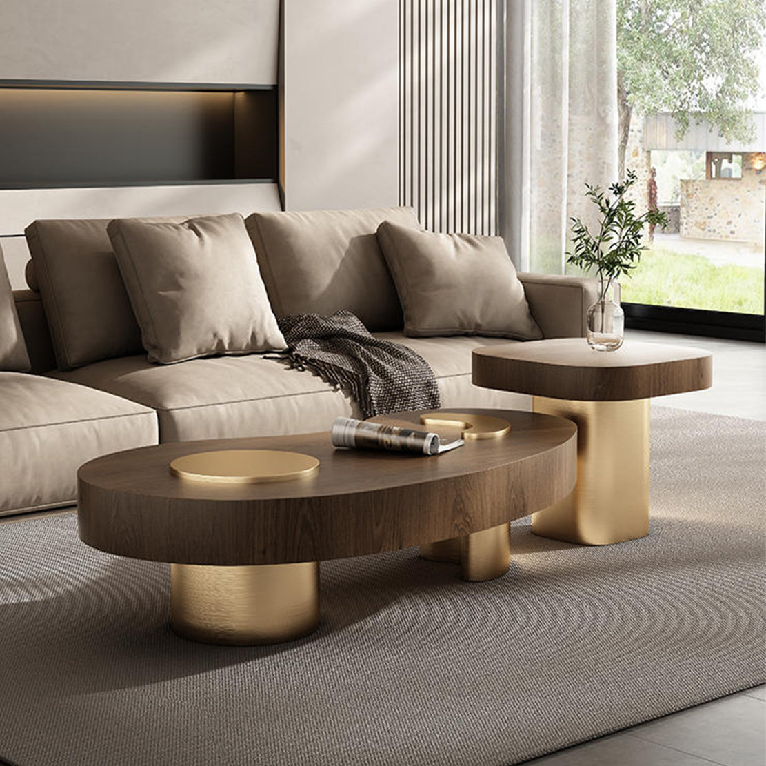 Aurora Craft Black Walnut Solid Wood Living Room Coffee Table Solid