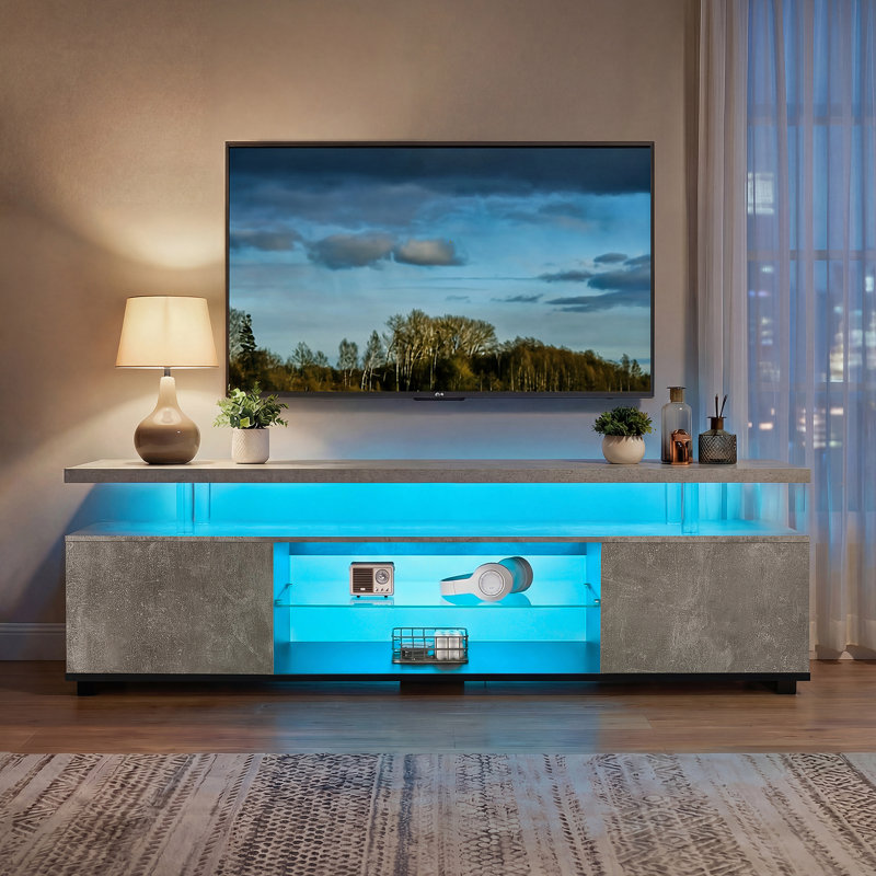 Meuble télé pour téléviseur 55 po, meuble télé à DEL pour salon