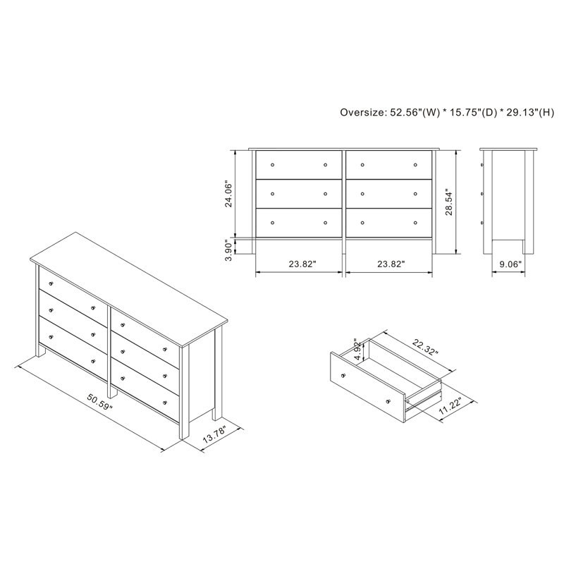 Frisco 50.59'' W 6 - Drawer Dresser, Wenge