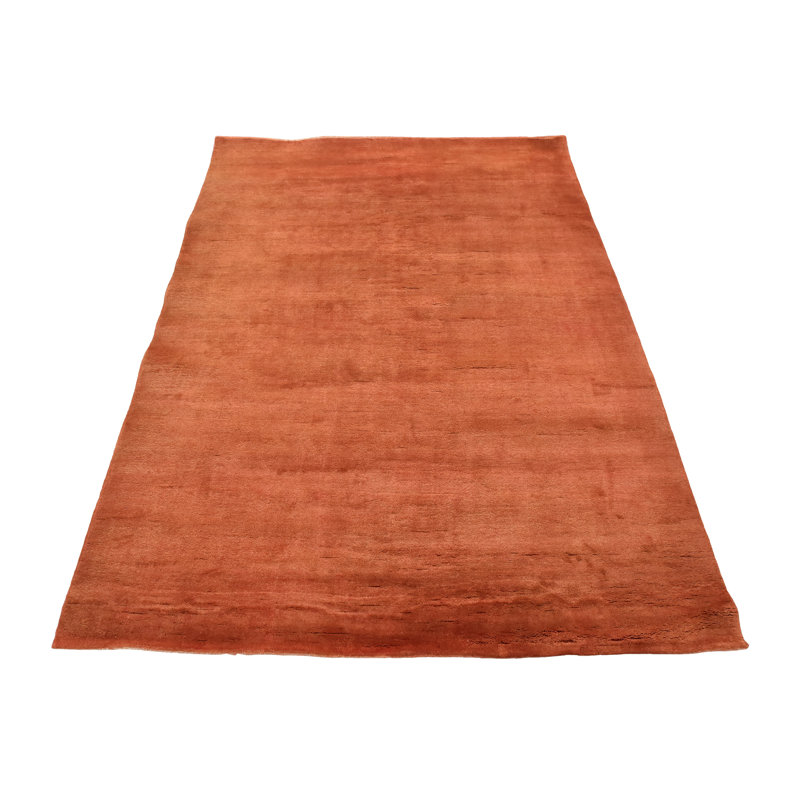 Tapis oriental oriental en laine noué à la main orange
