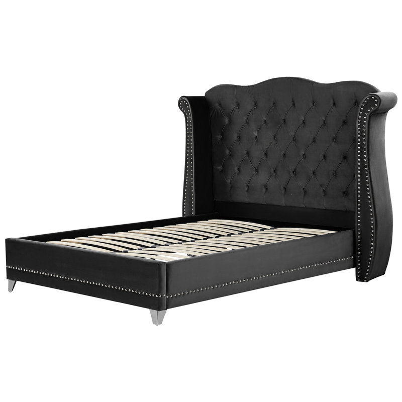 Inverness Upholstered Bed, European Double (140 x 200cm), Black
