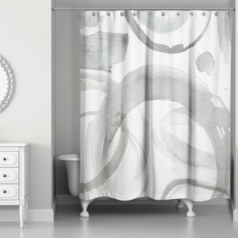 Rideau de douche simple Krol, Abstrait gris clair