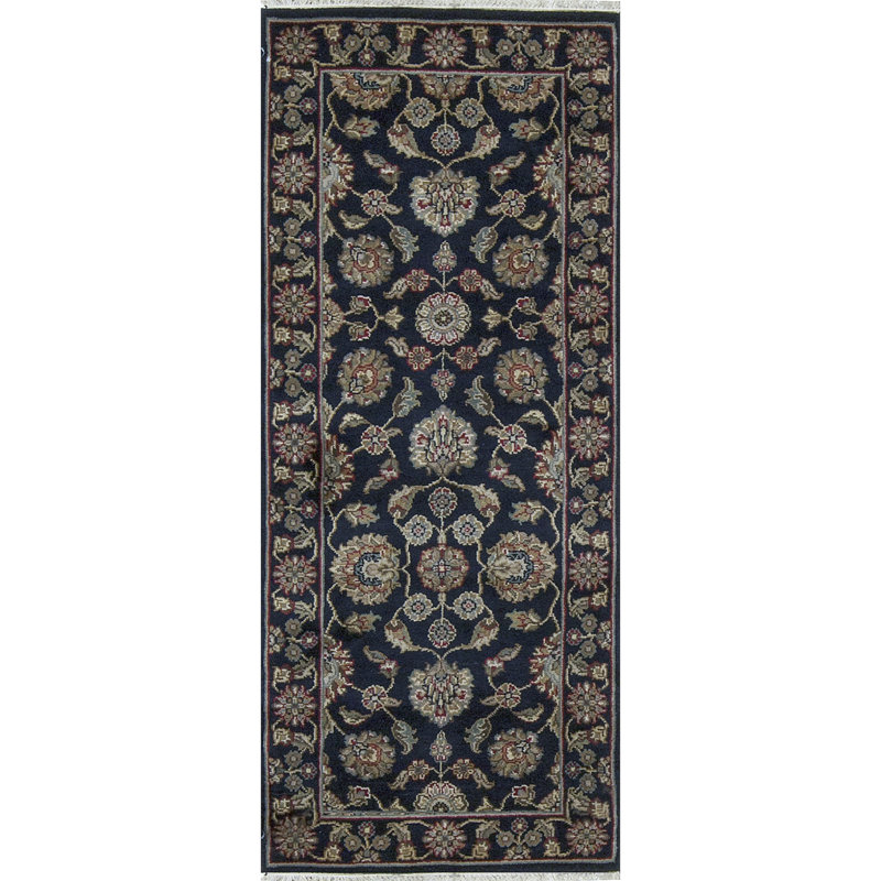 Hand-Knotted High-Quality Navy Runner