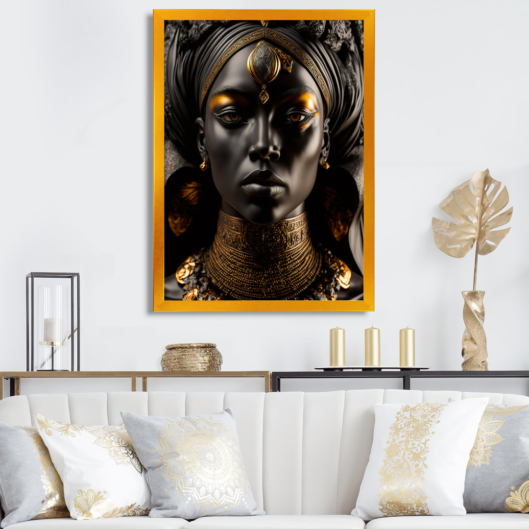 Porcelain Portrait Of Black And Gold African Godde " Porcelain Portrait Of Black And Gold African Goddess II " Dakota Fields