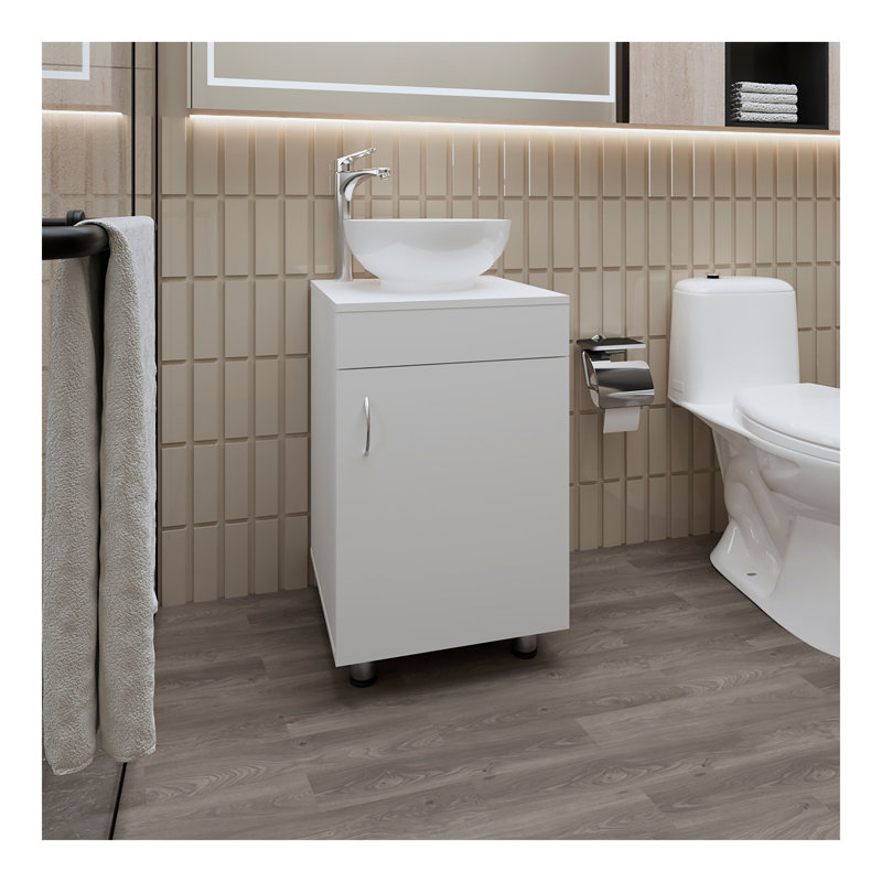 Meuble-lavabo avec lavabo et robinet intégrés Loli, Blanc