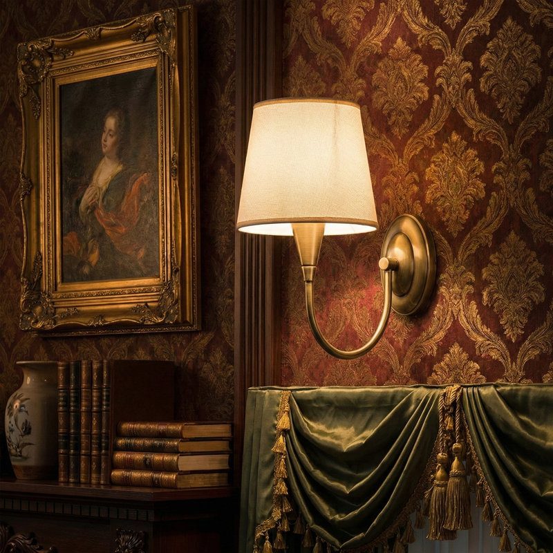 Aurelia 1-Light Armed Wall Sconce with Fabric Empire Shade