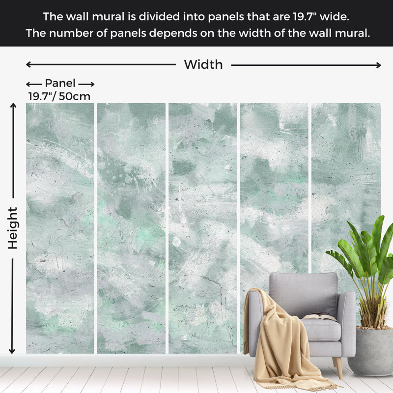 Abstract Wallpaper Wall Mural - Mint Impression, 55" L x 78" W