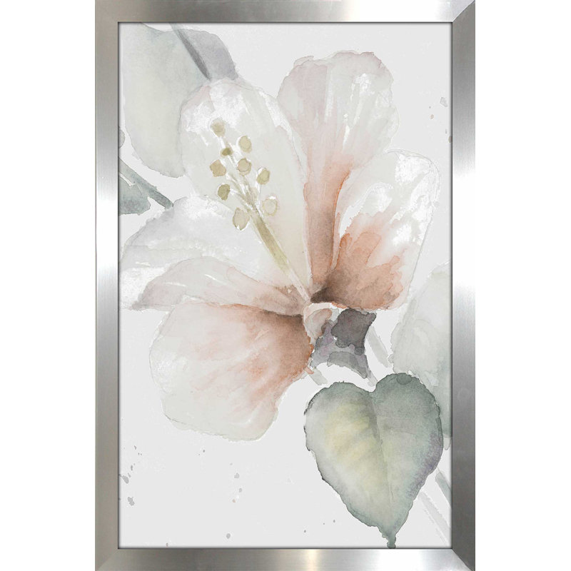 «Neutral Hibiscus II» par Lanie Loreth, reproduction sur toile, H 24 po x l 18 po x P 0,75 po, Encadrement argenté