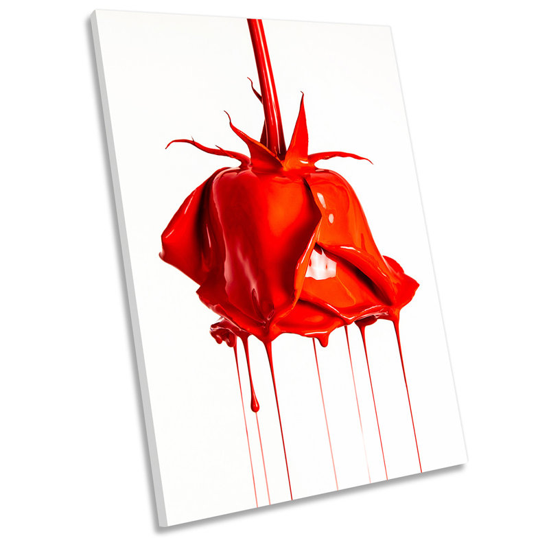 Rose Flower Paint Drip - Wrapped Canvas Print, 61cm H x 40.6cm W x 2cm D
