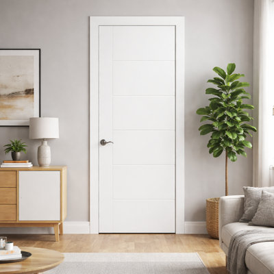 Dalle de porte affleurante blanche à noyau uni - Berkley, 30 po x 80 po, insonorisée pour chambres à coucher et salles de bain sans cadre