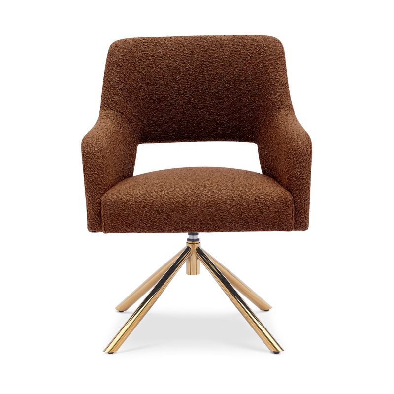 Upholstered Swivel Armchair, Rust Orange Polyester Blend
