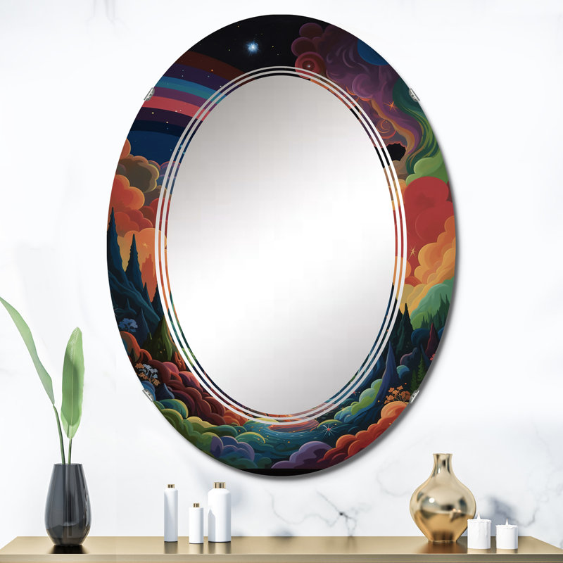 Tarmons - Miroir mural moderne ovale, 36 po x 24 po