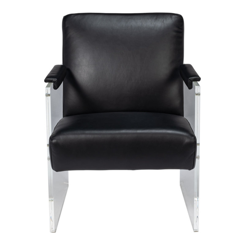 Holloway Leather Armchair, Black Genuine Leather