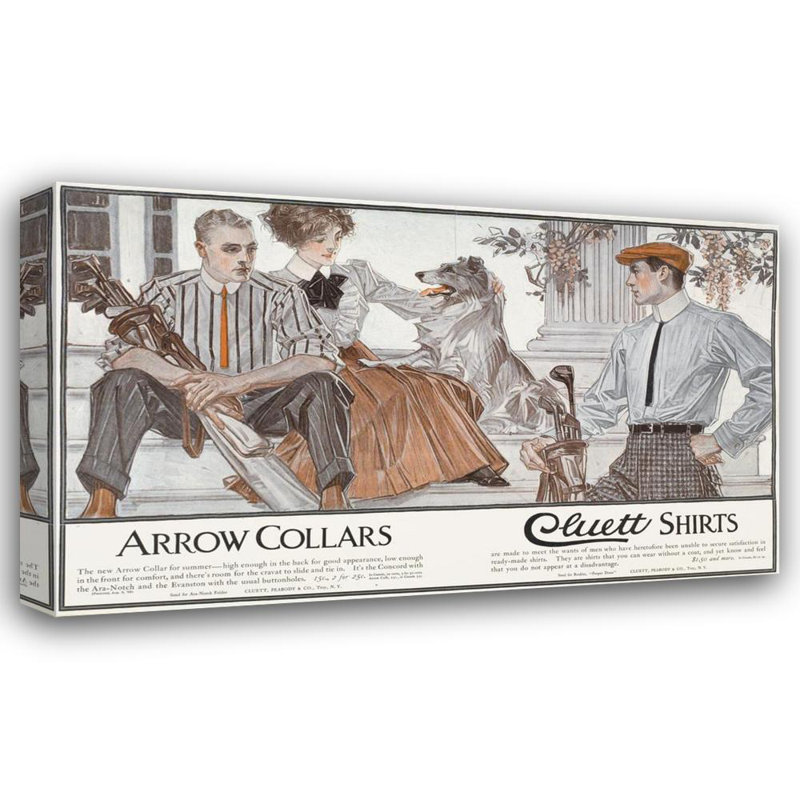 «Arrow Collars. Cluett Chemises» par J.C. Leyendecker - Art mural sur toile tendue avec châssis, H 24 po x l 17 po