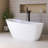 59" Freestanding Soaking Acrylic Bathtub In Gloss White