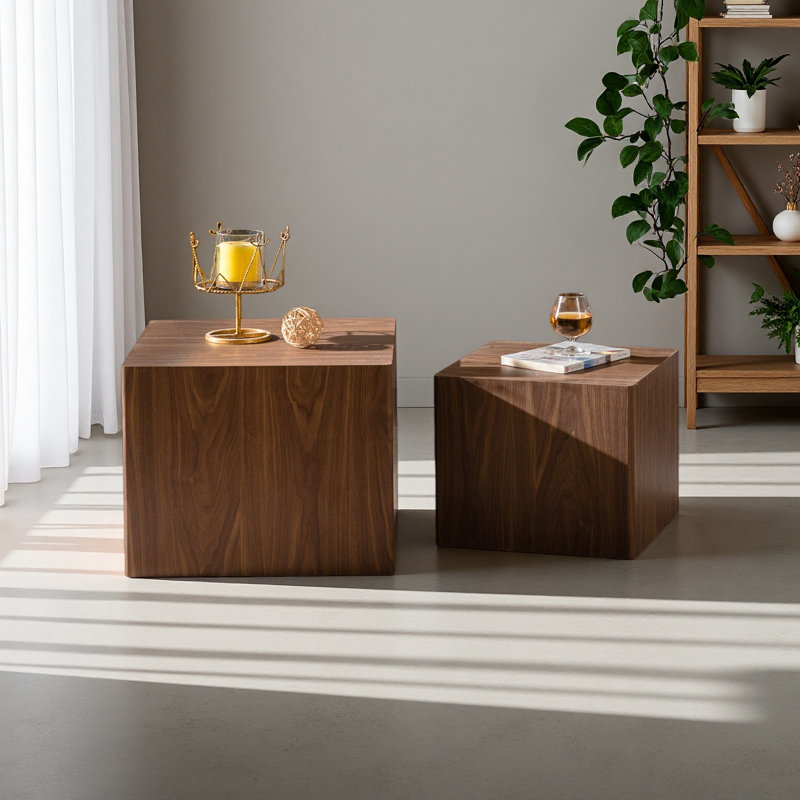 Ensemble de 2 tables basses en MDF, Noyer