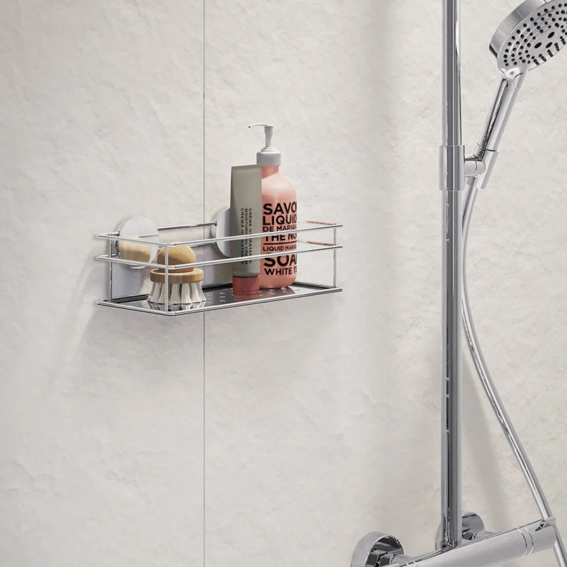 Panier de douche adhésif Sef, Chrome, 2.5" H x 10" W x 4.75" D