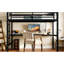 Lit mezzanine simple en métal noir avec prise de courant, DEL, bureau pour les jeux et les loisirs productifs, espace, réduction du bruit, cadre solide, station de charge, bricolage, protection, installation rapide