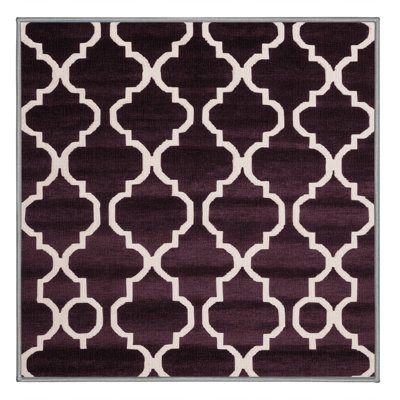 Machine Washable Trellis Brown Area Rug