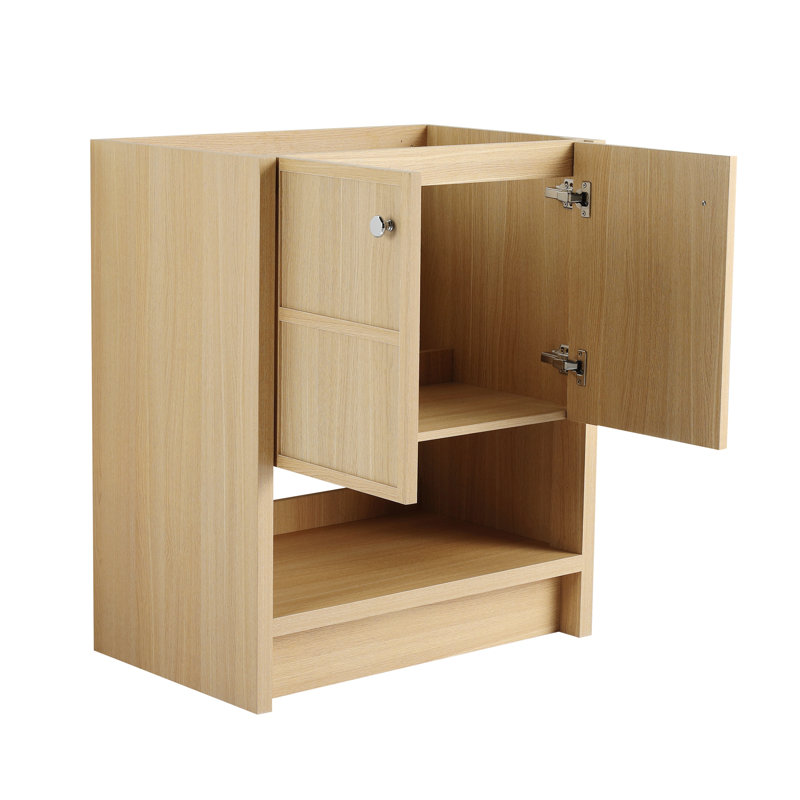 Bathroom Vanity With Vessel Sink, Wall-Mounted Floating White Rectangular Acrylic Integrated Basin Without Faucet, Striped Shelves Layer, Natural Woodgrain Colour