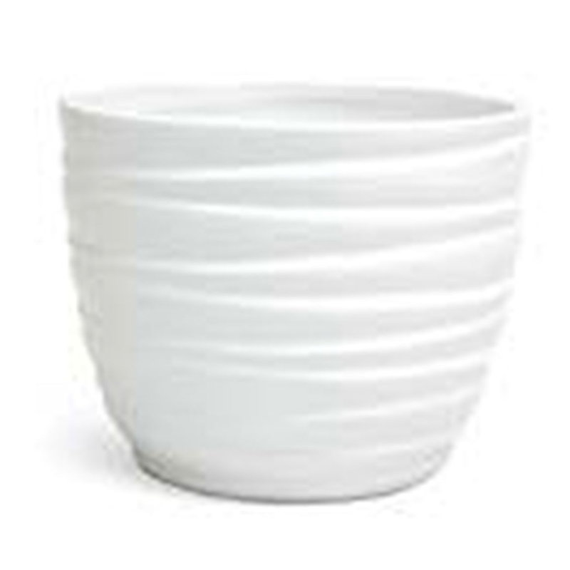 Pot de fleurs en céramique émaillé Bessin, Noir, H 5,5 po x l 6,75 po x P 6,75 po