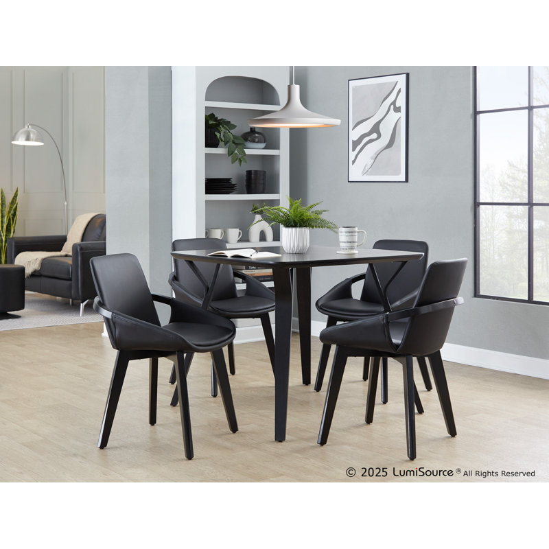 Whitacre 17'' H Faux Leather Upholstered Armchair, Black, Black
