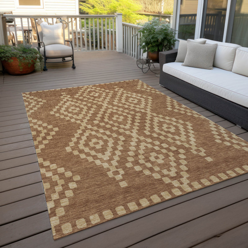 Malek Indoor/Outdoor Area Rug with Non-Slip Backing, Rectangle 8' x 10'