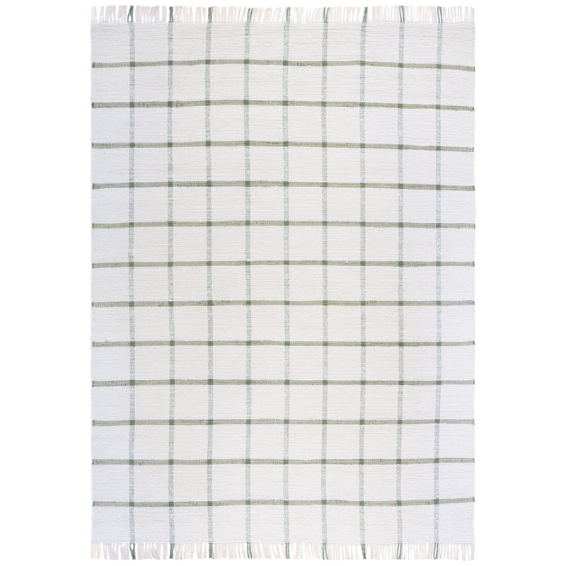 Nuriye Handwoven Recycled Cotton Plaid Rug, Rectangle 8' x 10'