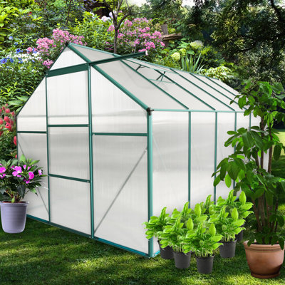 6x12 Ft Polycarbonate Greenhouse For All Seasons - With Spacious Interior And Door Ventilation Protection Outdoor Use