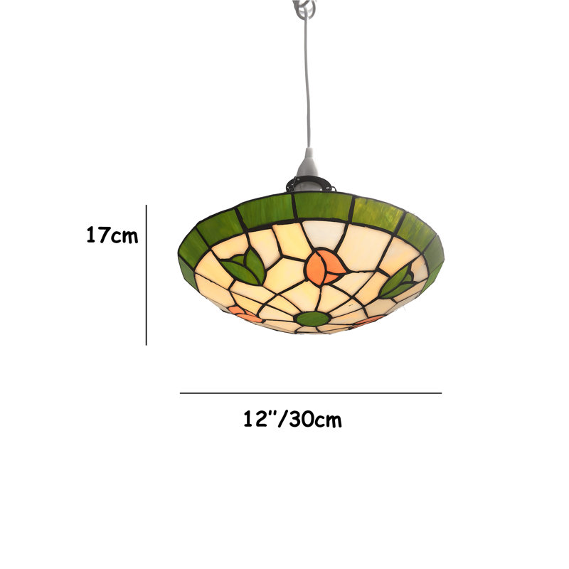 Stony Creek 17cm H Glass Bowl Pendant Shade ( Screw On ), Green/Pink