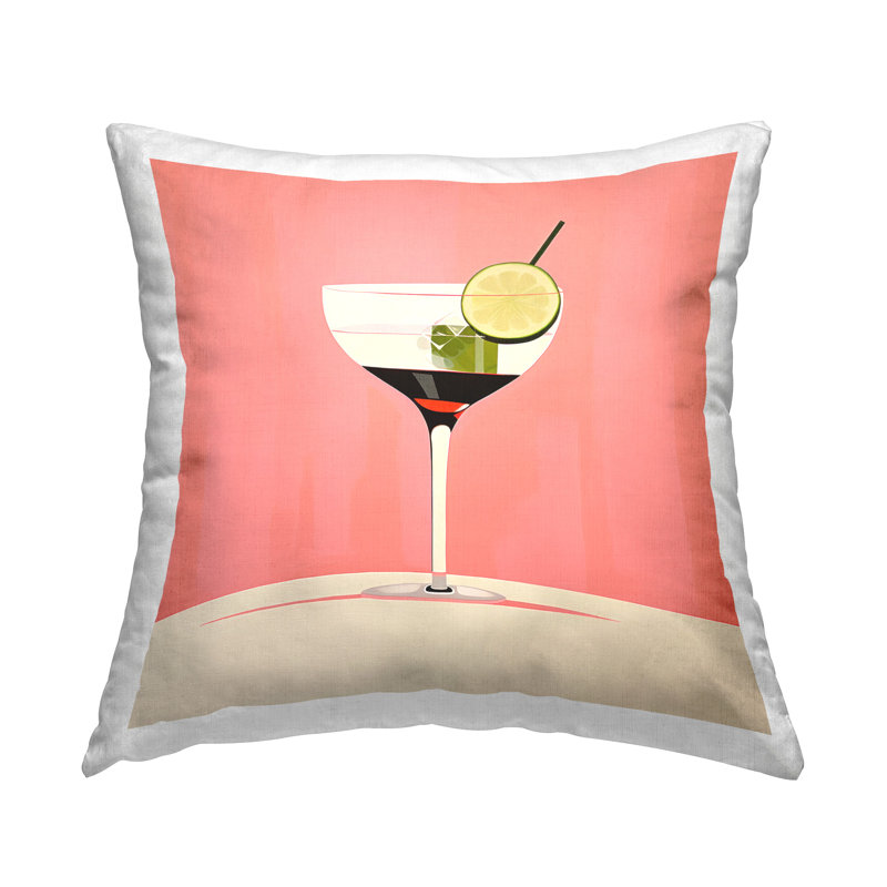 Coussin décoratif simple imprimé cocktail et lime par Irena Orlov