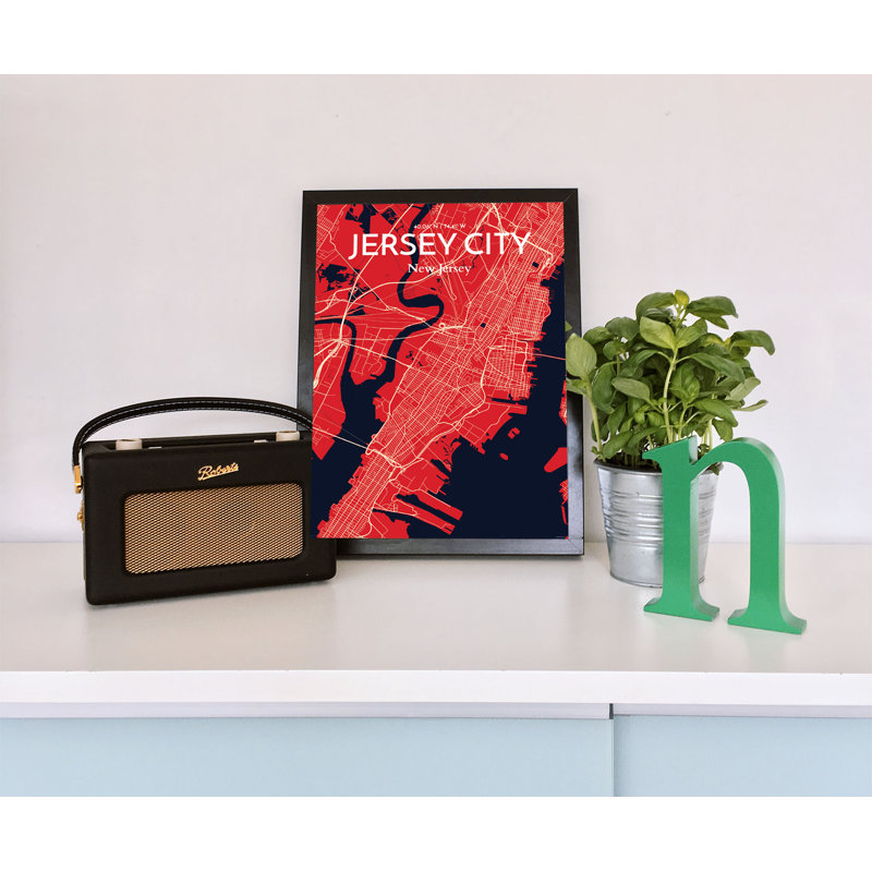 Jersey City Map - No Frame Print, 43.2cm H x 27.9cm W x 0.13cm D