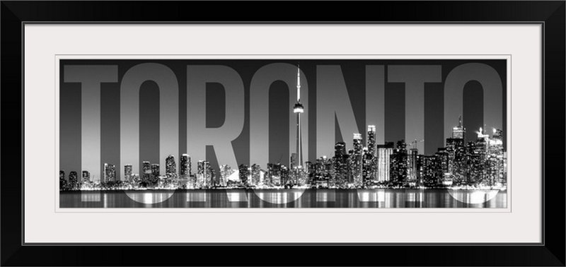 « toronto, transparent overlay », impression, H 20 po x l 44 po x P 1 po, Cadre noir