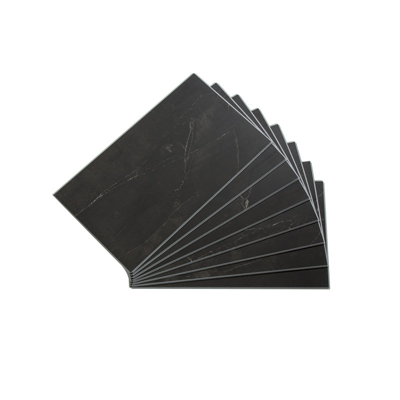 Palisade 25.6 in. x 14.8 in. Interlocking Vinyl Waterproof Wall Tiles, Black Ice
