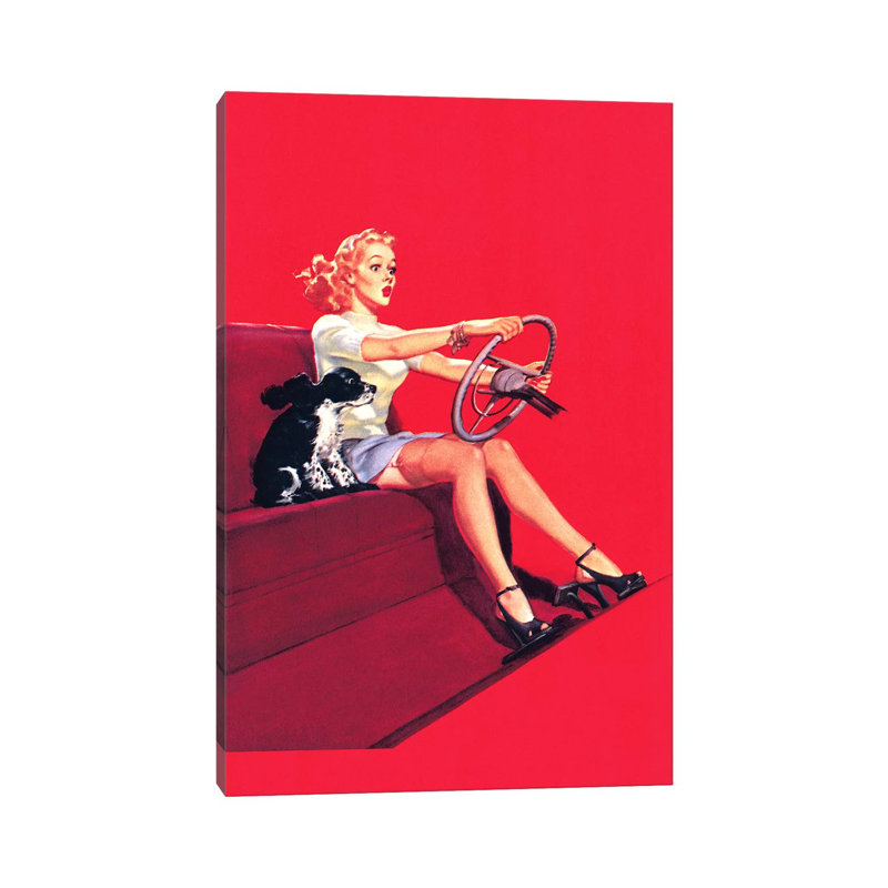 «Stop Sign Pin-up c1940s» par Piddix - peinture sur toile tendue, H 40 po x l 26 po x P 1,5 po