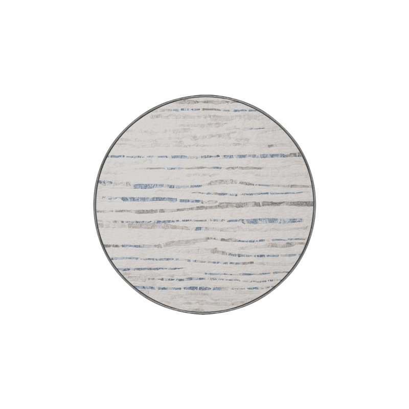 Machine Washable Gray Area Rug, Round 6'