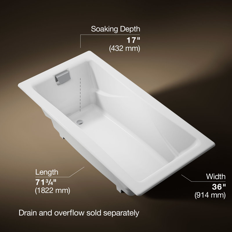 Tea-for-Two® 72" x 36" Soaking Bathtub, White