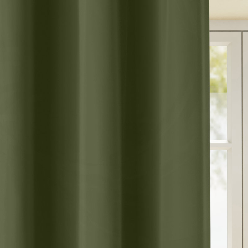 Room Darkening Curtain Pair, 168 W x 229 D cm, Olive Green