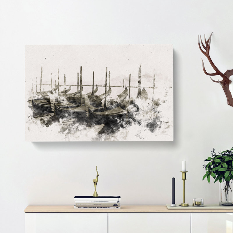 Docked Gondolas in Venice Italy - Wrapped Canvas Graphic Art Print, 60cm H x 91cm W x 3cm D