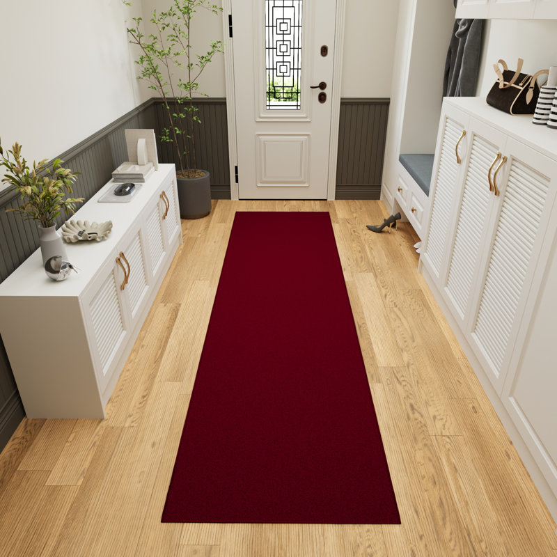 Ottohome Red Runner Rug, Runner 1'10" x 12', Red
