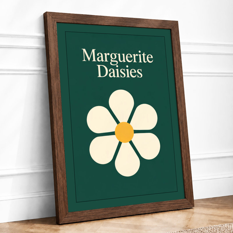 Marguerite Daisies Botanical - Framed Print, Walnut, A3 - 42.0 x 29.7 cm