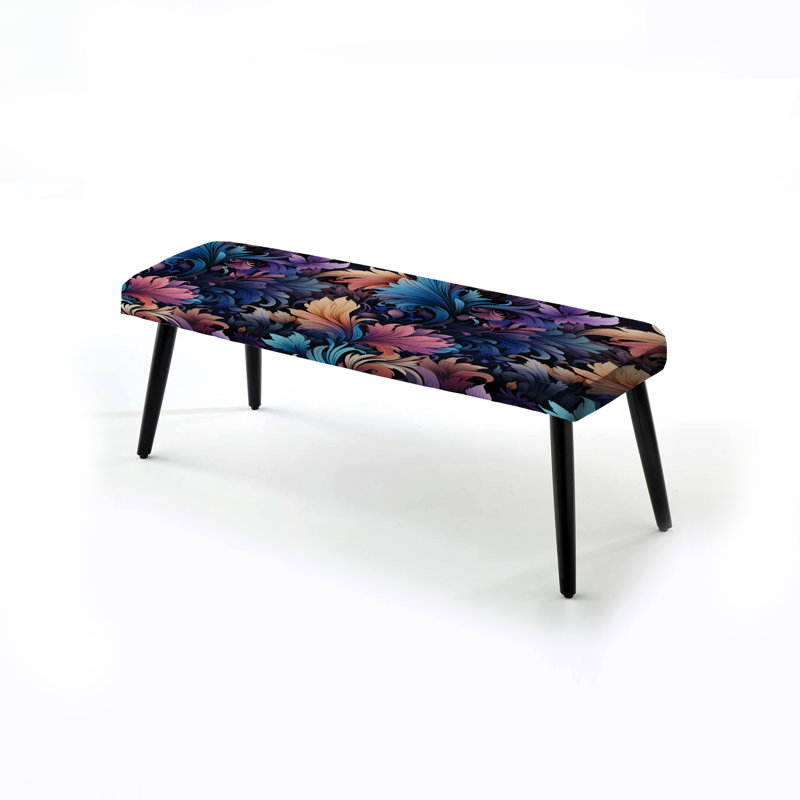 Banc rembourré damassé noir, Purple Tribal Damask Blend