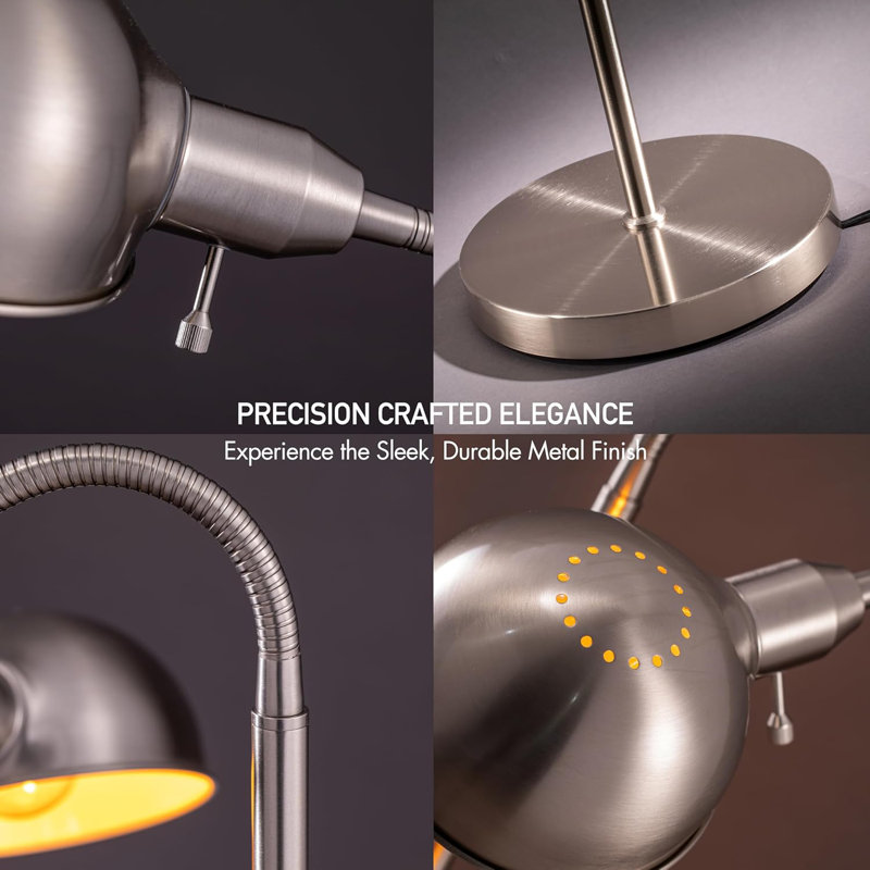 Nova - Adjustable Floor Lamp with Flexible Gooseneck and Rotatable Shade, E26 Socket, 10-Inch Base - Ideal for Reading, Bedside, Living Room.