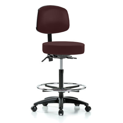 Tabouret de médecin à hauteur ajustable avec dossier et repose-pieds Gustav PERCH Walter | Hauteur du banc élevé: 25 à 35 po