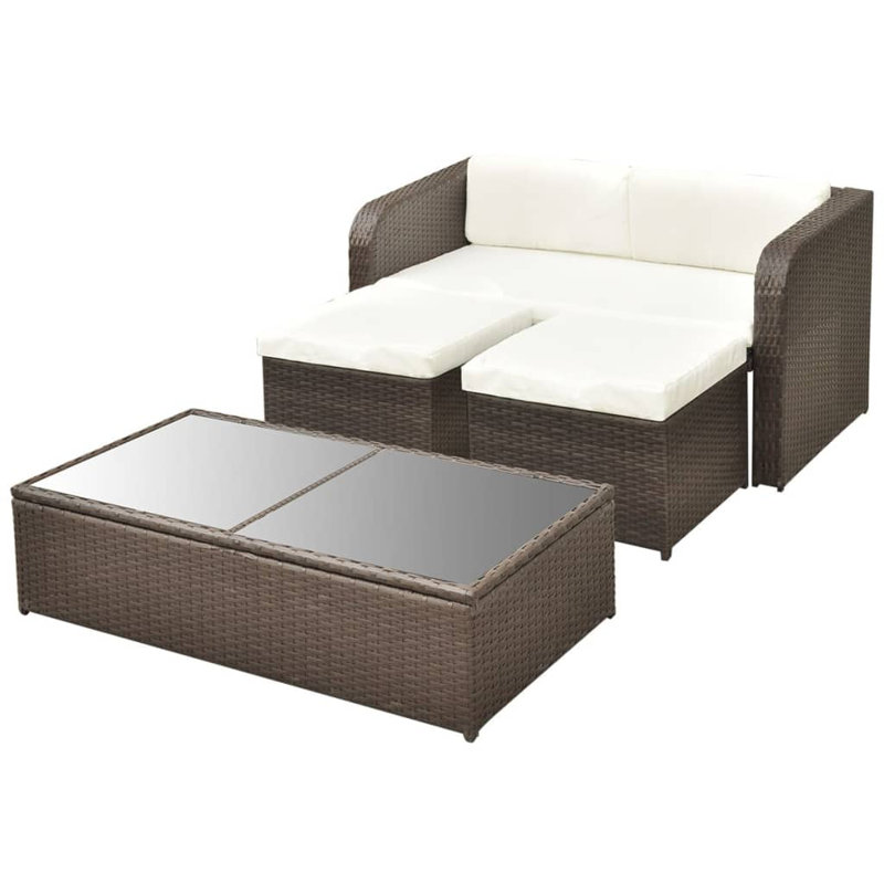 3 personnes - 60 po de long, Brun, Blanc crème