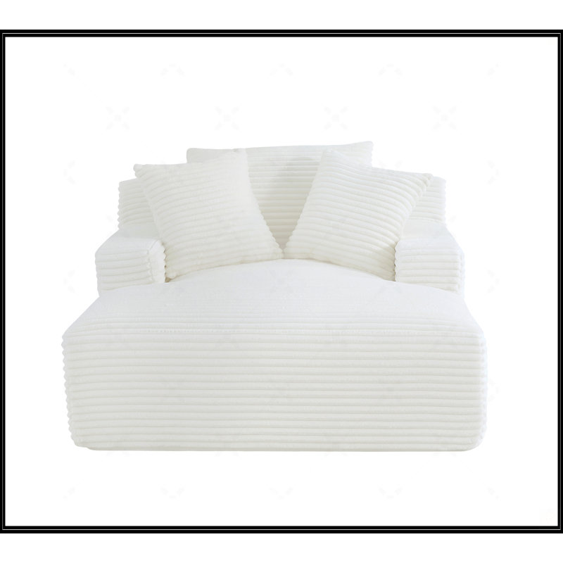 Chaise longue surdimensionnée en velours côtelé doux, Ivoire ivoire