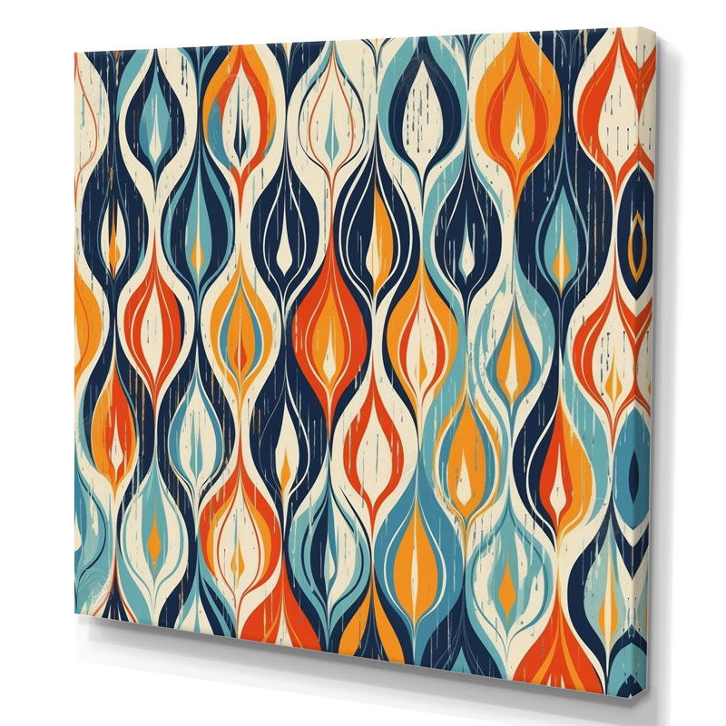 Symphonie botanique orange et bleue III sur toile, H 30 po x l 30 po x P 1 po, Toile tendue