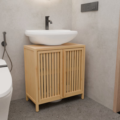 Natural bamboo large capacity basin cabinet