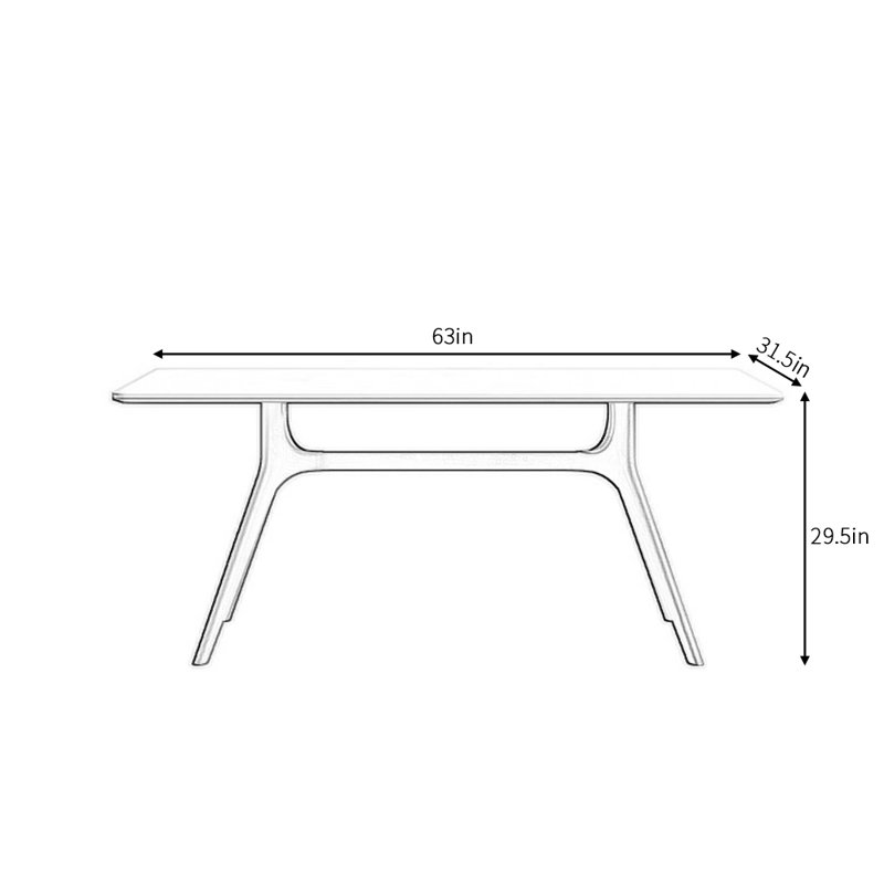 Dontevius French vintage rock slab rectangular dining table, 29.5"H x 63"L x 31.5"W
