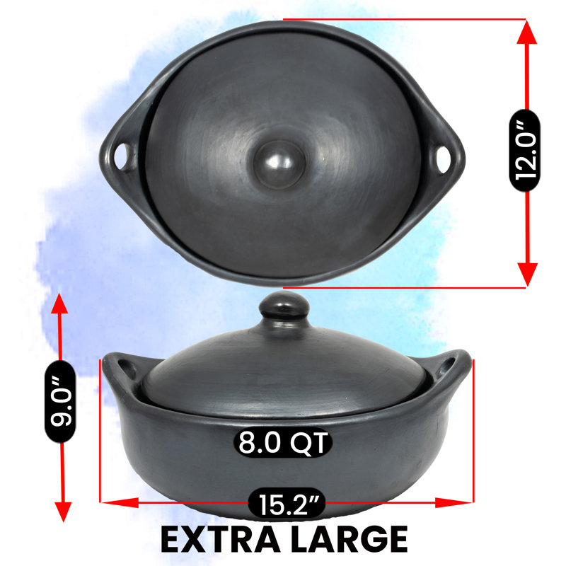 Ancient Cookware Earthenware Braiser with Lid, 7.5 qt